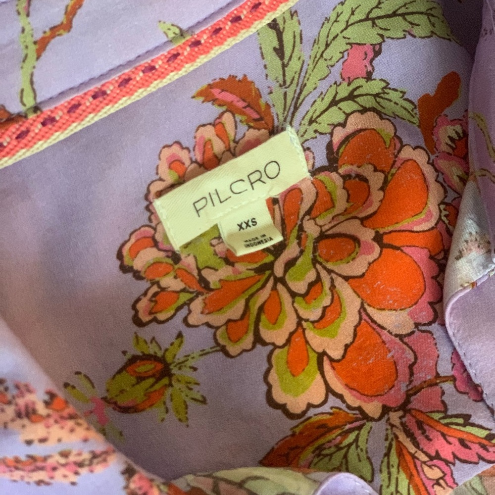 Anthropologie Pilcro Romy Blouse Hot Purple Lilac Floral Size XXS - Picture 3 of 3